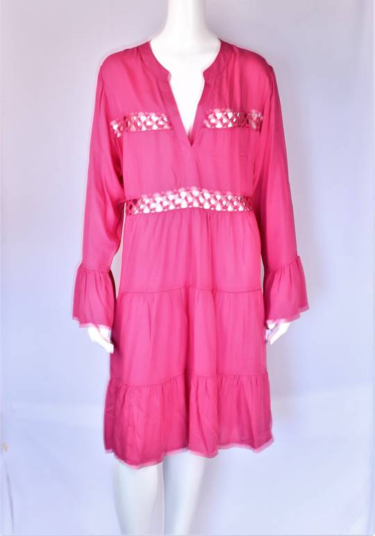 Alice&Lily viscose lace trim summer dress raspberry Style: AL/4804RAS-SIZES S,M,L